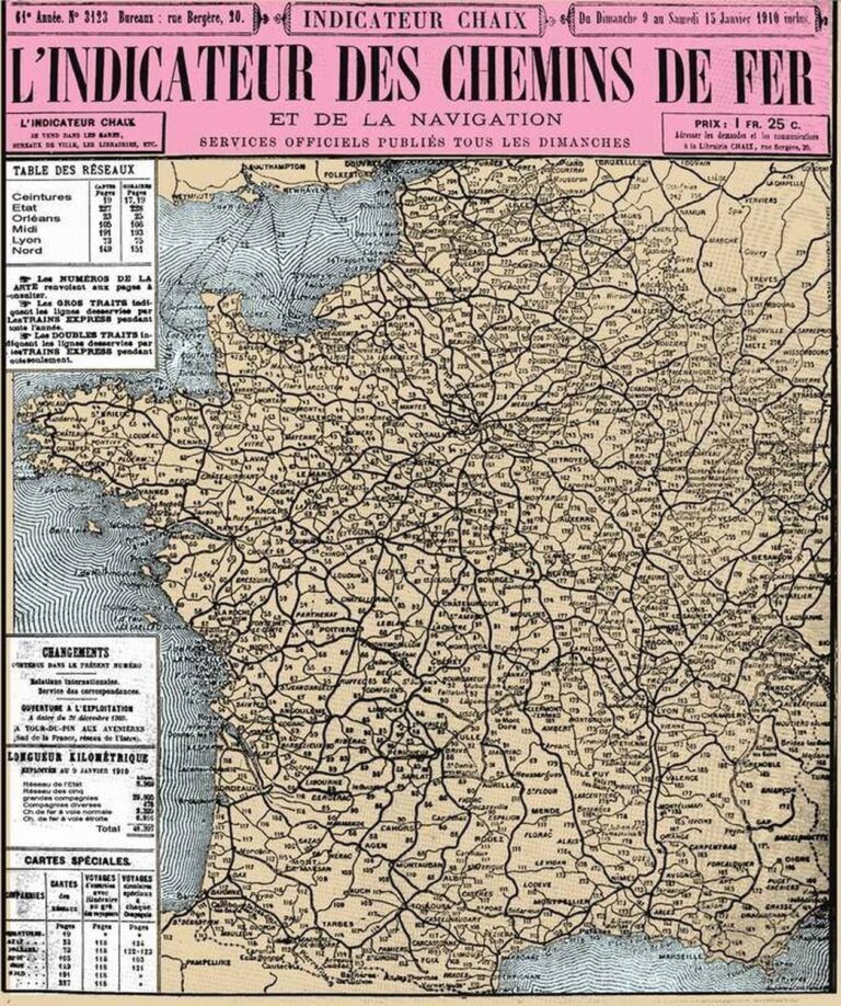 Le réseau ferroviaire en 1910. Illustration © Collection C. Lamming
